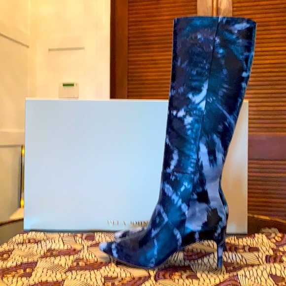 3X HOST PIC ULLA JOHNSON LAMB LEATHER TIE DYE DEVERA BOOT IN INDIGO SIZE 8.5 - Picture 2 of 10